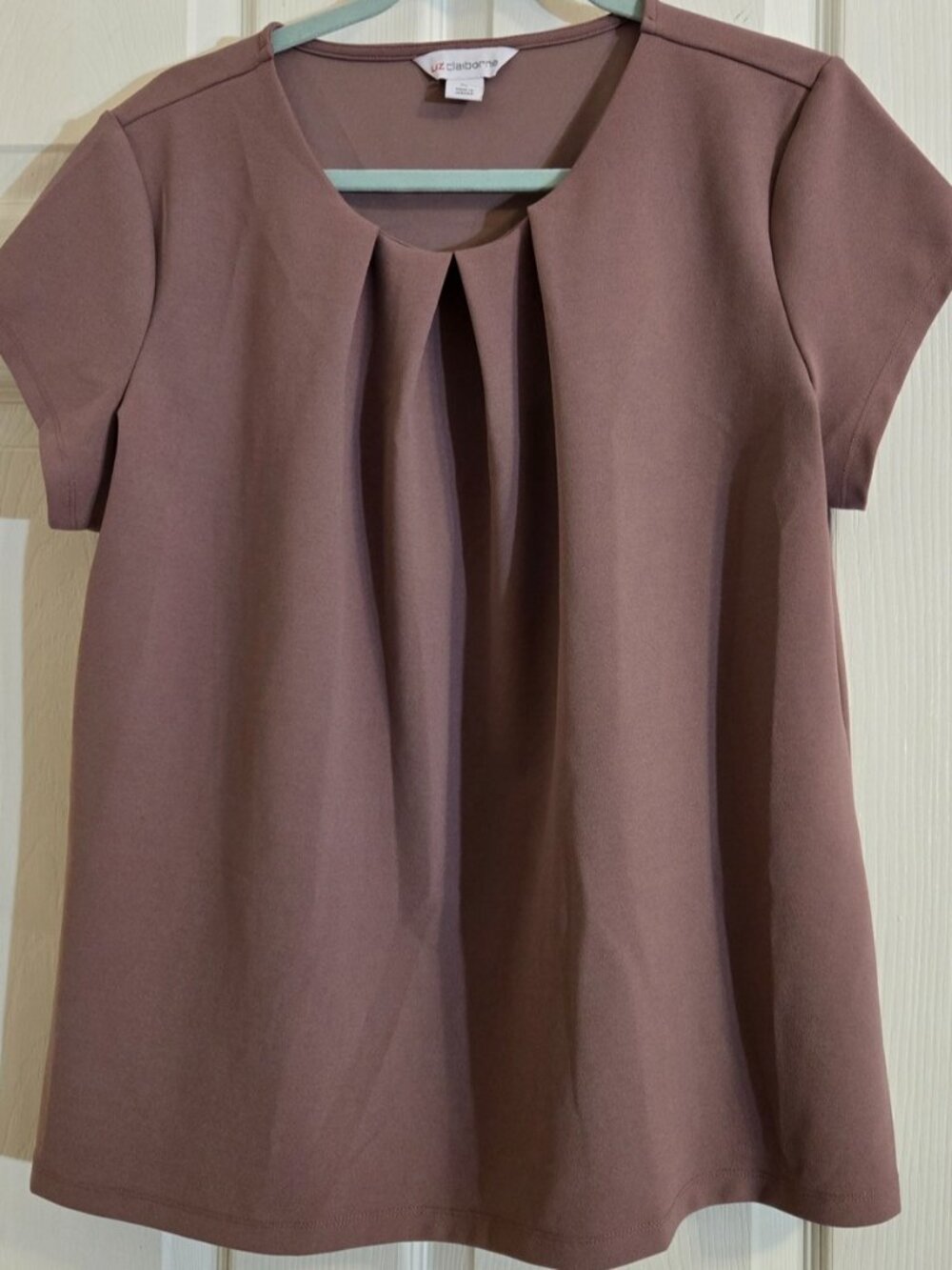 Mauve Pleated Short Sleeve Blouse
